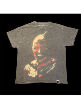 Terrifier Art the Clown Gray Red Short Sleeve Shirt Size L